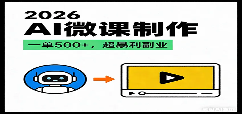 2026AI 风口最稳副业：微课代写制作，一单 500+，人人可做的蓝海项目-网亿资源平台