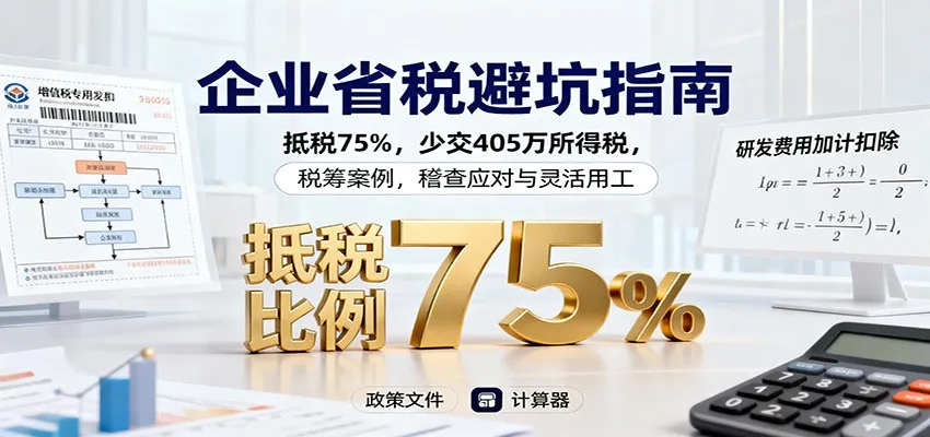 企业省税避坑指南：抵税75%，少交405万所得税，税筹案例，稽查应对与灵活用工-网亿资源平台