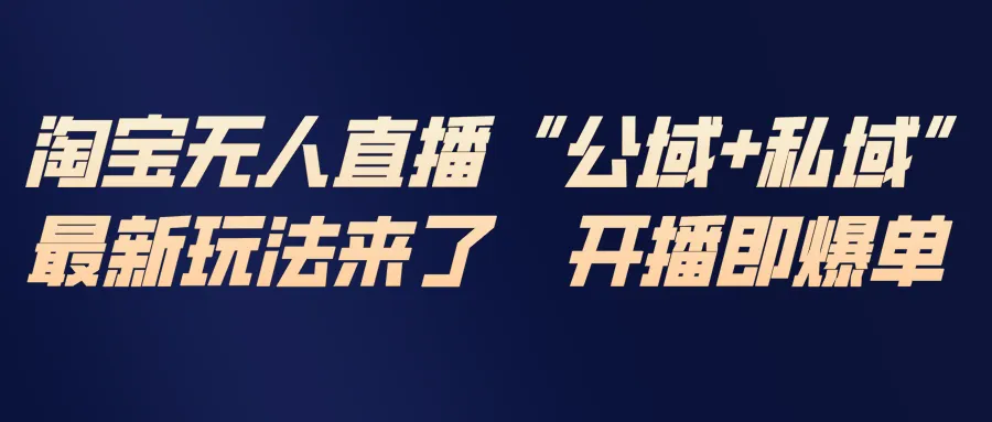 淘宝无人直播最新玩法，包含私域和公域两种玩法-网亿资源平台