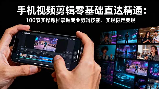手机视频剪辑零基础直达精通：100节实操课程掌握专业剪辑技能，实现稳…-网亿资源平台