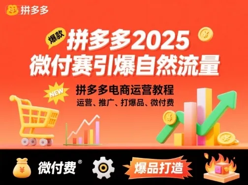 拼多多2025微付费引爆自然流量，拼多多电商运营教程，运营、推广、打爆品、微付费(更新)-网亿资源平台