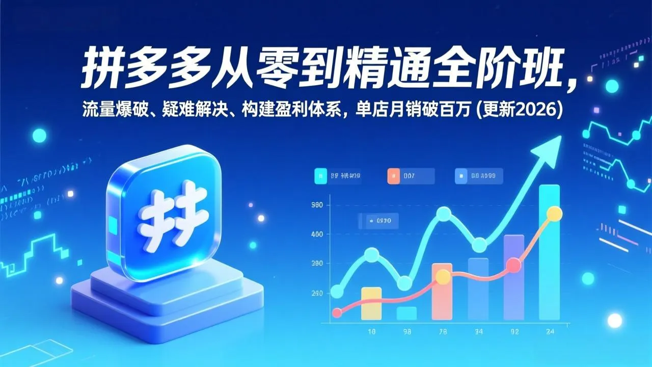 拼多多从零到精通全阶班，流量爆破、疑难解决，构建盈利体系，单店月销破百万(更新2026-网亿资源平台