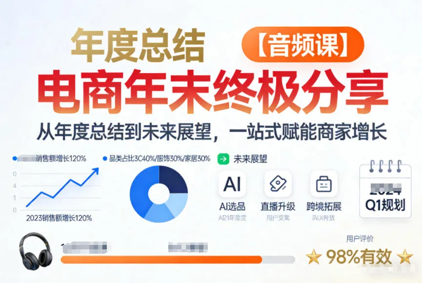 电商年未终极分享，从年度总结到未来展望，一站式赋能商家增长【音频课】-网亿资源平台