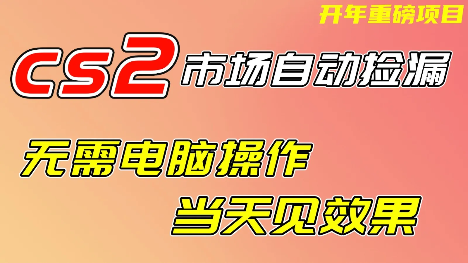 CS2市场挂机项，无需电脑操作，无需进入游戏，当天见效果，支持任何形式验证-网亿资源平台