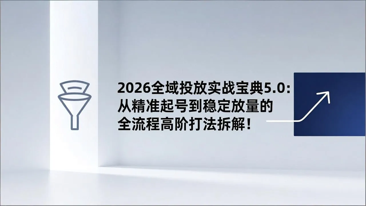 2026全域投放实战宝典5.0：从精准起号到稳定放量的全流程高阶打法拆解！-网亿资源平台