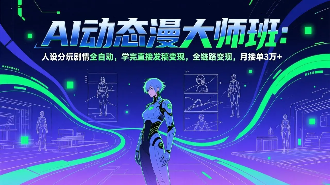 AI动态漫剧大师班：人设分镜剧情全自动，学完直接发稿变现，全链路变现，月接单3万+-网亿资源平台