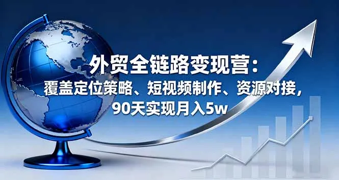 外贸全链路变现营：覆盖定位策略、短视频制作、资源对接，90天实现月入5w-网亿资源平台
