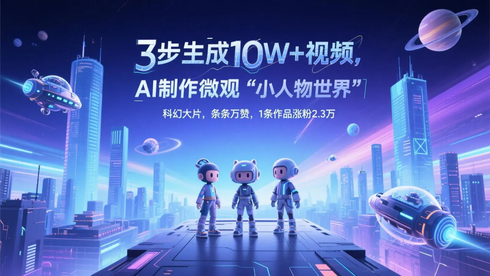 三步生成10W+视频，AI制作微观“小人物世界”科幻大片，条条万赞，1条作品涨粉2.3万-网亿资源平台