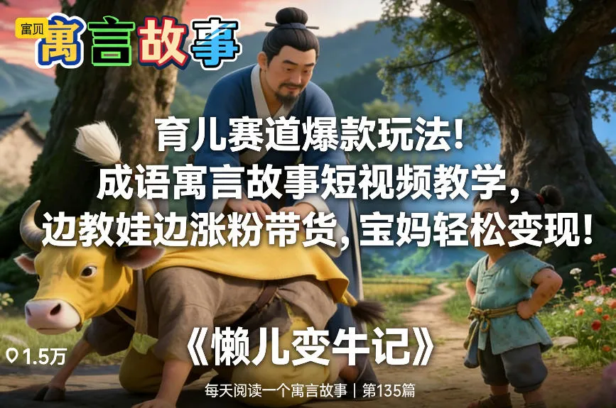 育儿赛道爆款玩法！成语寓言故事短视频教学，边教娃边涨粉带货，宝妈轻松变现！-网亿资源平台