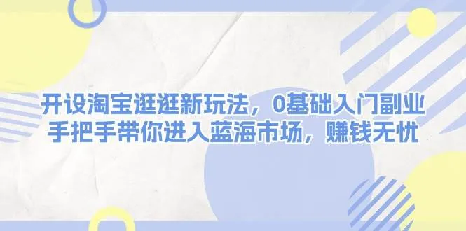 开设淘宝逛逛新玩法，0基础入门副业，手把手带你进入蓝海市场，赚钱无忧-网亿资源平台