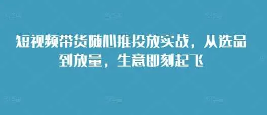 短视频带货随心推投放实战，从选品到放量，生意即刻起飞-网亿资源平台