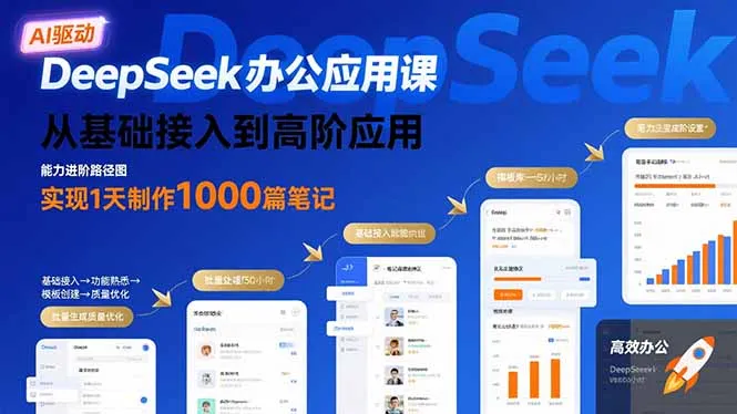 DeepSeek办公应用课：从基础接入到高阶应用，实现1天制作1000篇笔记-网亿资源平台