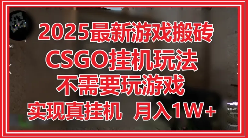 2025最新游戏搬砖,CSGO挂机,不需要玩游戏,实现真挂机,月入1W+