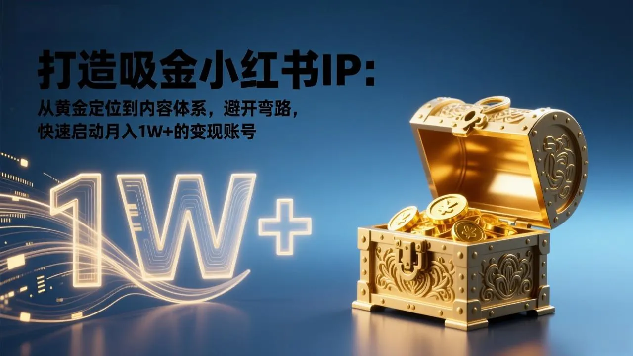 打造吸金小红书IP：从黄金定位到内容体系，避开弯路，快速启动月入1W+的变现账号-网亿资源平台