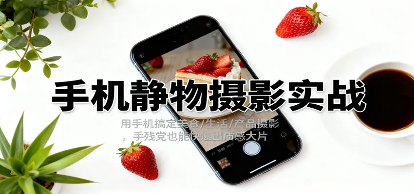 手机静物摄影实战，用手机搞定美食/生活/产品摄影，手残党也能快速出质感大片-网亿资源平台
