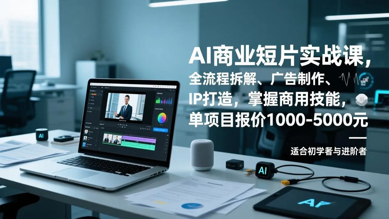AI商业短片实战课，全流程拆解、广告制作、IP打造，掌握商用技能，单项目报价1000-5000元-网亿资源平台