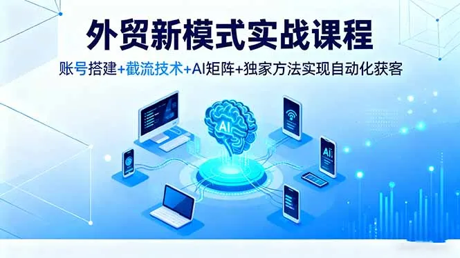 外贸新模式实战课程，账号搭建+截流技术+AI矩阵+独家方法实现自动化获客-网亿资源平台