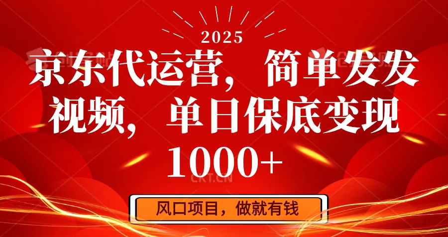 京东代运营，简单发发视频，单日保底变现1000+-网亿资源平台