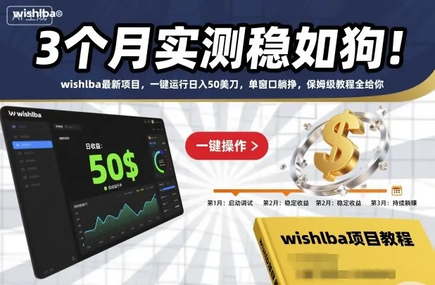 3个月实测稳如狗！wishlba最新项目，一键运行日入50美刀，单窗口躺挣，保姆级教程全给你【揭秘】-网亿资源平台