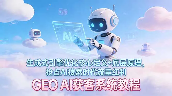 GEO AI获客系统教程:生成式引擎优化核心定义+底层原理,抢占AI搜索时代流量红利-网亿资源平台