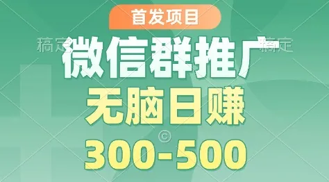 首发项目，微信群推广掘金，多号矩阵无脑日入3-5张【揭秘】-网亿资源平台