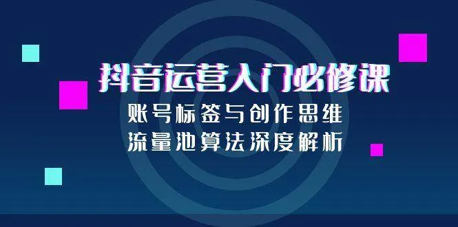 抖音运营入门必修课，账号标签与创作思维，流量池算法深度解析-网亿资源平台