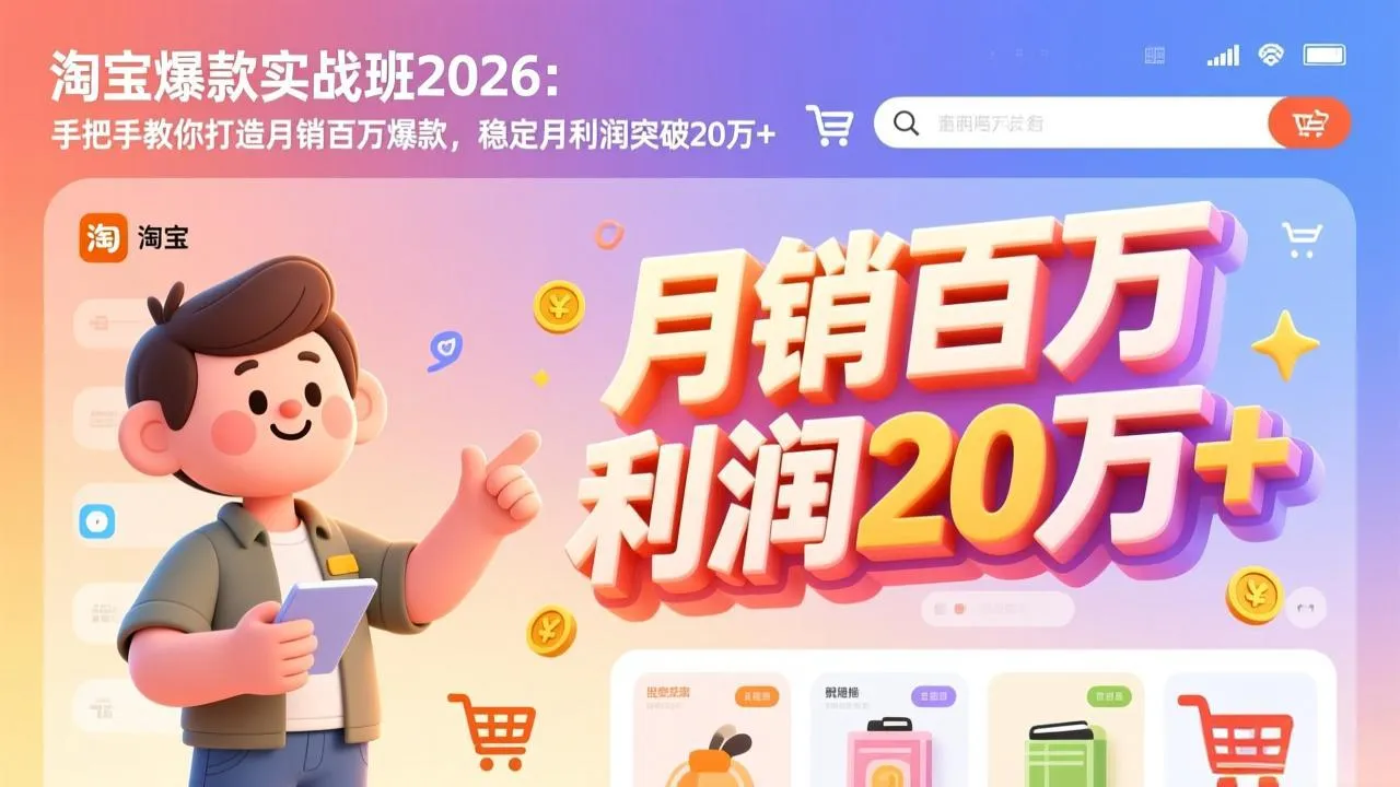 淘宝爆款实战班2026：手把手教你打造月销百万爆款，稳定月利润突破20万+-网亿资源平台