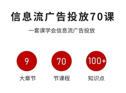信息流广告投放实战70课，一套课学会信息流广告投放，迄今为止，最系统化教程-网亿资源平台
