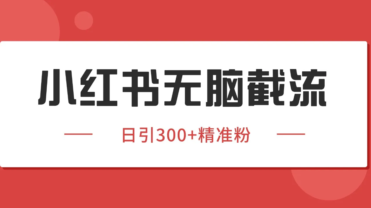 小红书截流同行客源，独家野路子获客玩法 日引200+暴力获客-网亿资源平台
