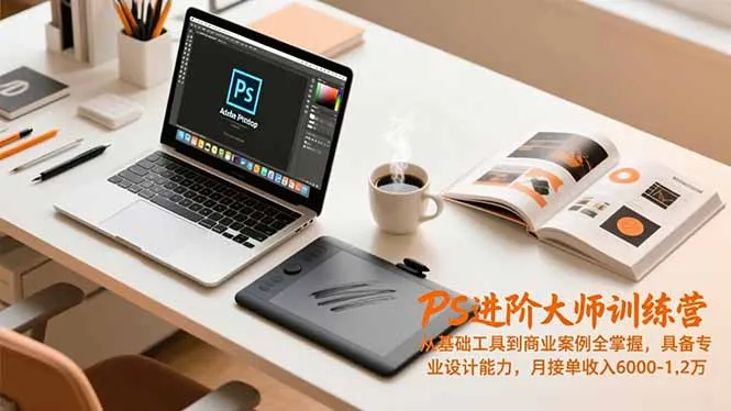 PS进阶大师训练营，从基础工具到商业案例全掌握，具备专业设计能力，月接单收入6000-1.2万-网亿资源平台