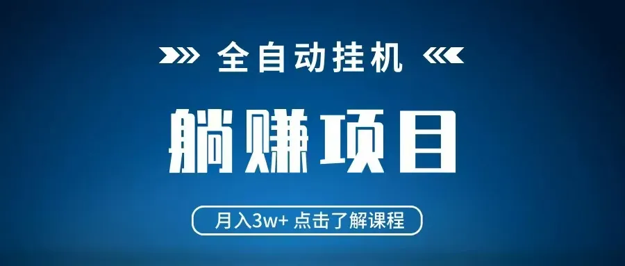 全自动挂机项目 月入3w+ 真正躺平项目 不吃电脑配置 当天见收益-网亿资源平台