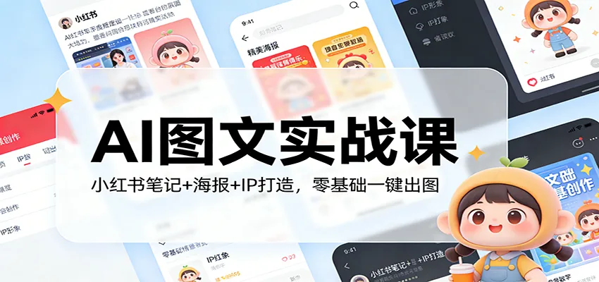 AI图文实战课：小红书笔记+海报+IP打造，零基础一键出图-网亿资源平台