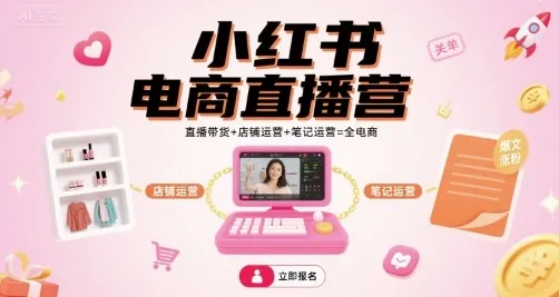 小红书电商直播营，直播带货+店铺运营+笔记运营=全电商-网亿资源平台