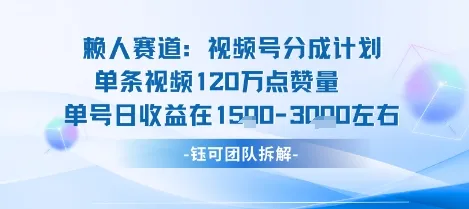 视频号分成计划新赛道玩法，单条收益突破了120W，综合收益在3k上下-网亿资源平台