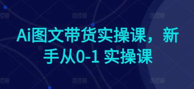 Ai图文带货实操课,新手从0-1 实操课-网亿资源平台