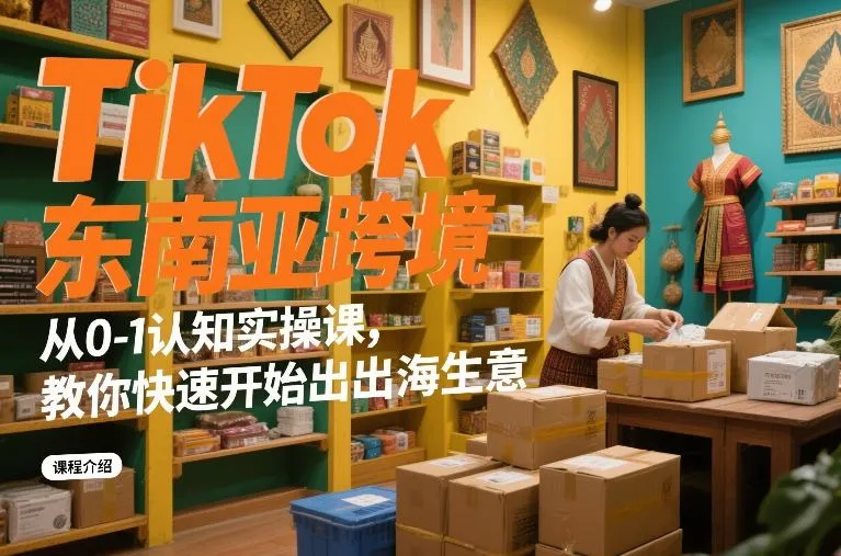 TikTok东南亚跨境从0-1认知实操课，教你快速开始出海生意-网亿资源平台