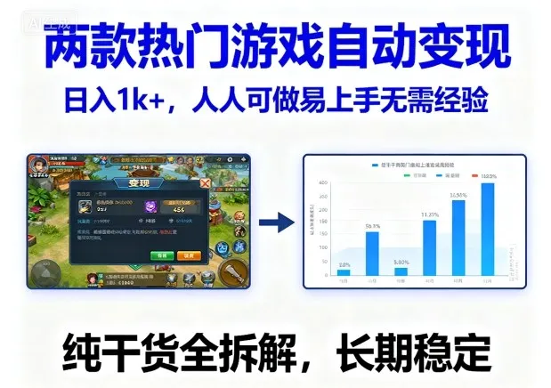 两款热门游戏自动变现，日入1k+，人人可做易上手无需经验，纯干货全拆解，长期稳定【揭秘】-网亿资源平台