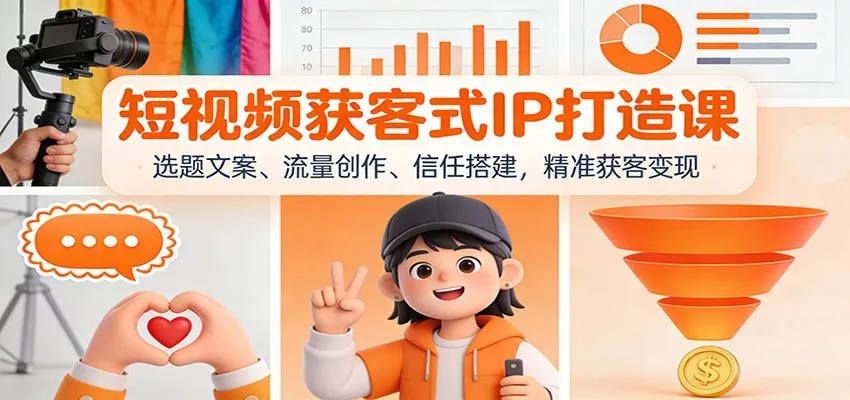 短视频获客式IP打造课：选题文案、流量创作、信任搭建，精准获客变现-网亿资源平台