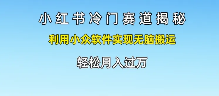 小红书冷门赛道揭秘,利用小众软件实现无脑搬运，轻松月入过万-网亿资源平台