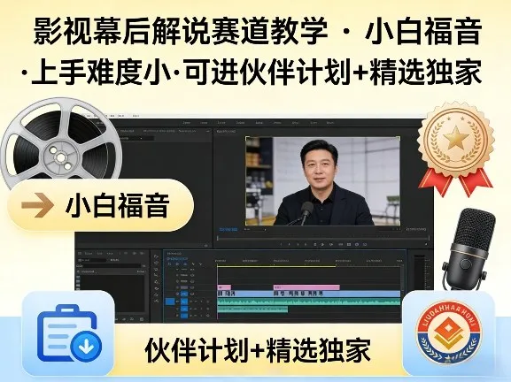 某大佬的影视幕后解说赛道教学，小白福音，上手难度小，可进伙伴计划+精选独家-网亿资源平台