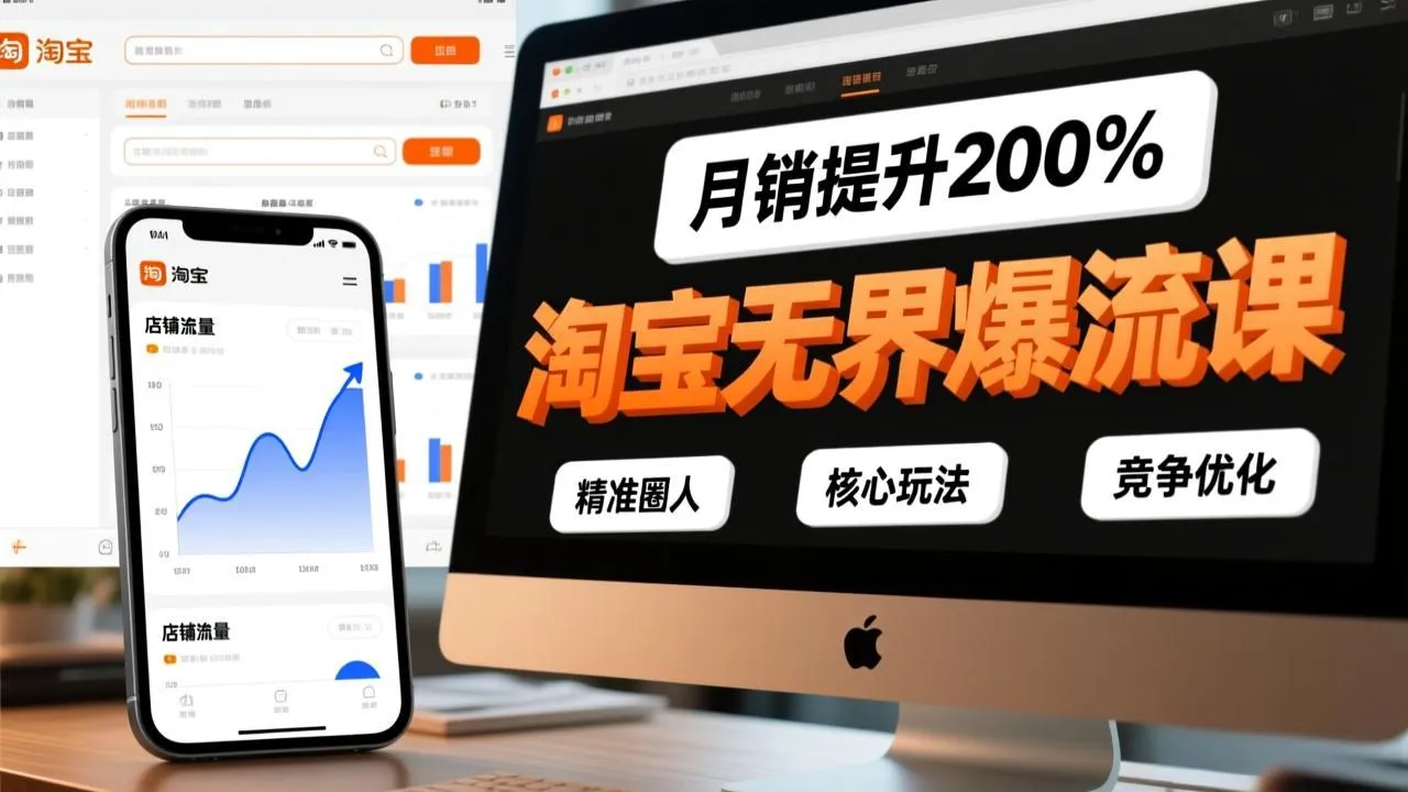 淘宝无界爆流课，精准圈人、核心玩法、竞争优化，快速引爆店铺流量，月销提升200%-网亿资源平台