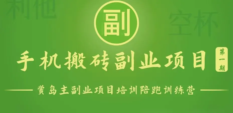 手机搬砖小副业项目训练营1.0，能用手机做的简单小副业-网亿资源平台