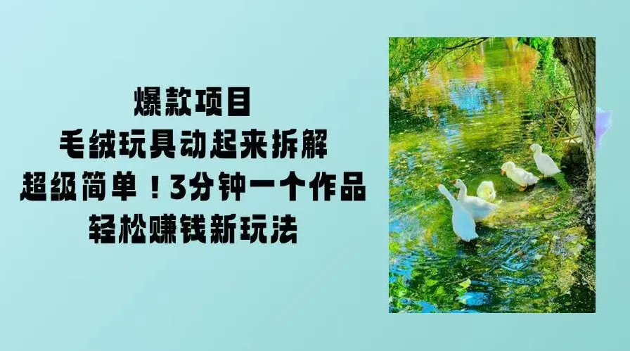 毛绒玩具动起来项目拆解，三四分钟一个作品，轻松转粉赚钱新玩法-网亿资源平台