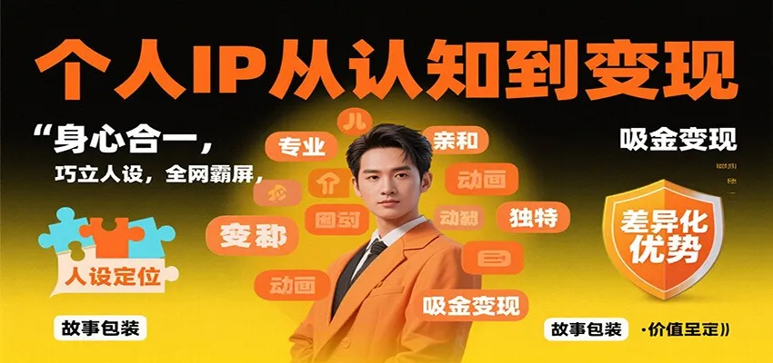 个人IP从认知到变现，身心合一，巧立人设，全网霸屏，吸金变现-网亿资源平台