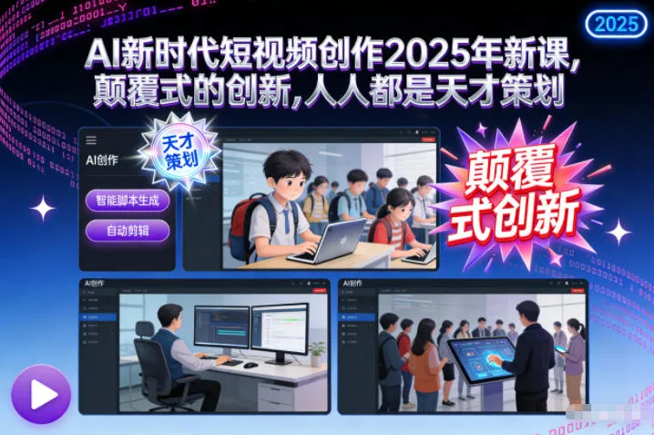 AI新时代短视频创作2025年新课，颠覆式的创新，人人都是天才策划-网亿资源平台