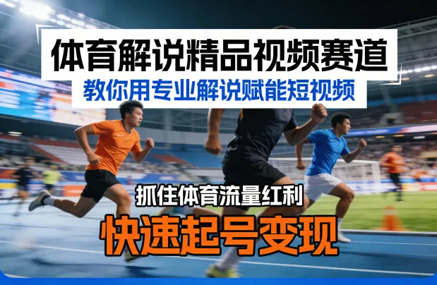 体育解说精品视频赛道，教你用专业解说赋能短视频，抓住体育流量红利，快速起号变现-网亿资源平台