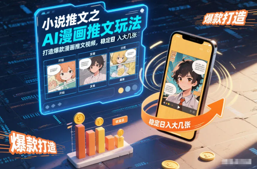小说推文之AI漫画推文玩法，打造爆款漫画推文视频，稳定日入大几张-网亿资源平台