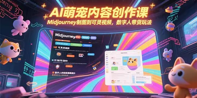 AI萌宠内容创作课，Midjourney制图到可灵视频，数字人带货玩法-网亿资源平台