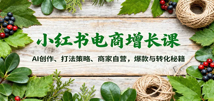 小红书电商增长课：AI创作、打法策略、商家自营，爆款与转化秘籍-网亿资源平台