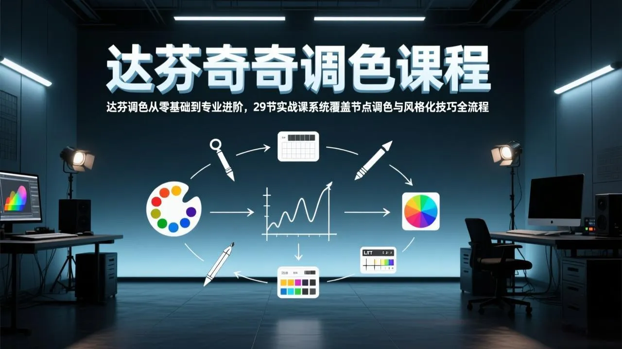 达芬奇调色从零基础到专业进阶，29节实战课系统覆盖节点调色与风格化技巧全流程-网亿资源平台